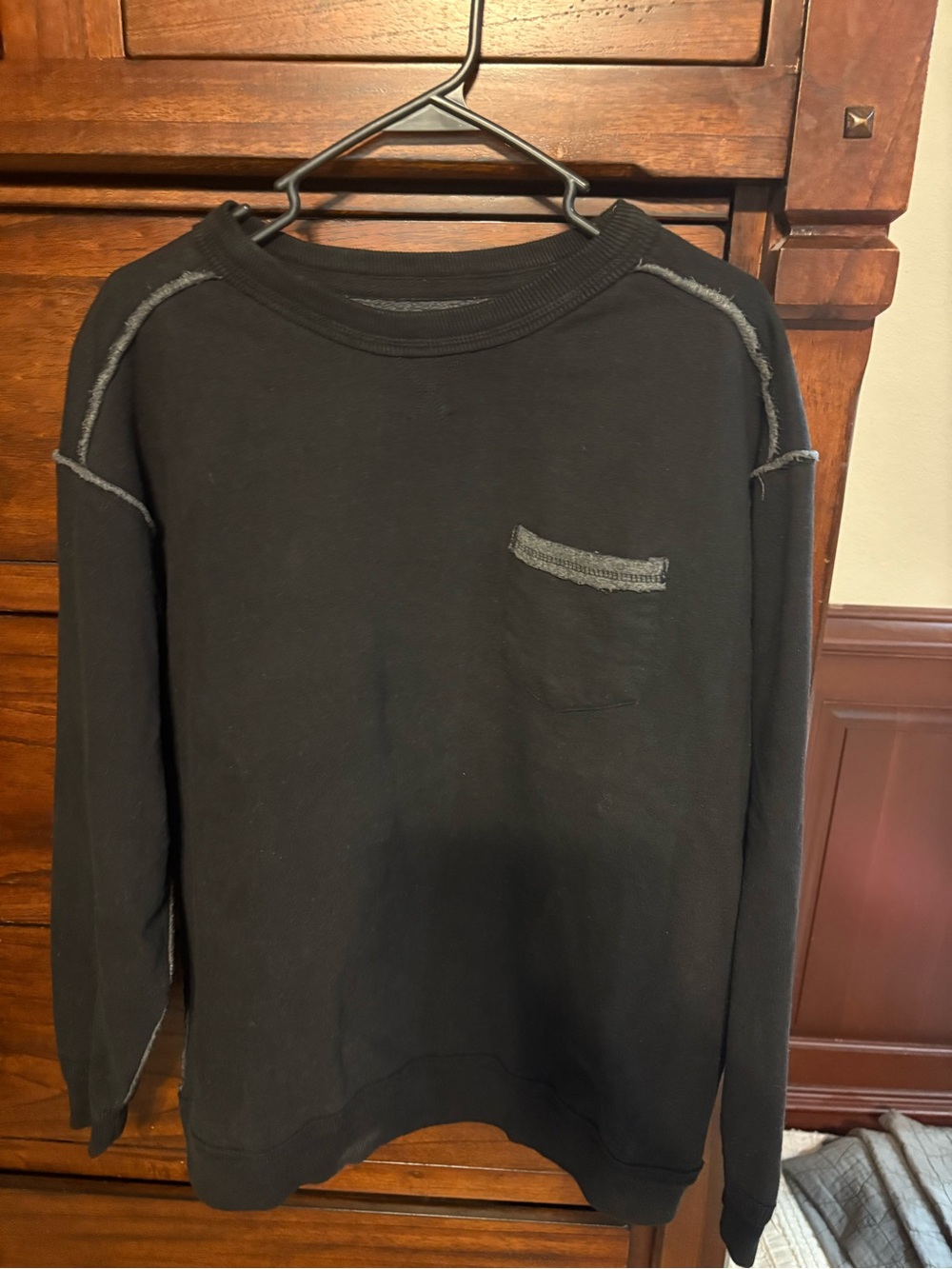Free People Black Knit Sweatshirt contrast stitching